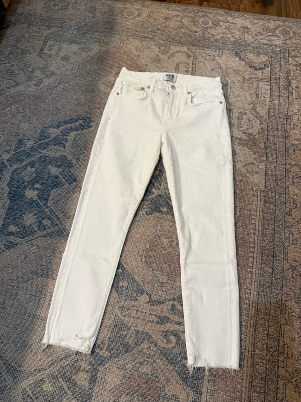 Agolde White High-Rise Straight Jeans